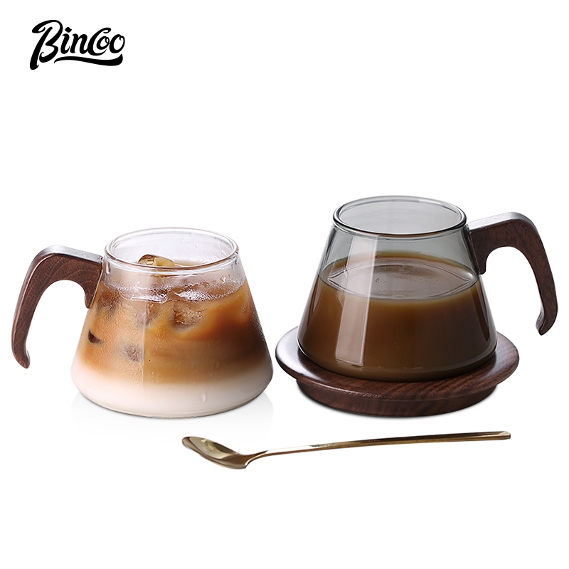 Bincoo耐熱玻璃咖啡杯碟套裝下午茶禮盒帶勺高檔精緻250ml