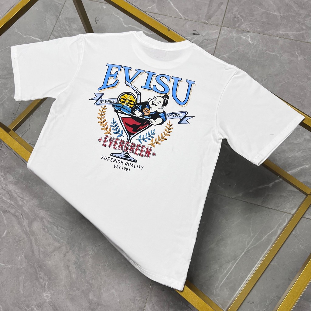 日本 Evisu 福神 2024新款海鷗和玩樂佛頭印花休閒圓領短袖T恤男女同款