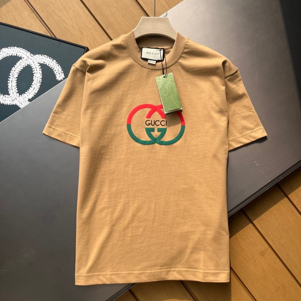 2024年新款古奇 Gucci 高品質男土短袖T恤夏季經典純棉圓領基本版型 短袖 T恤