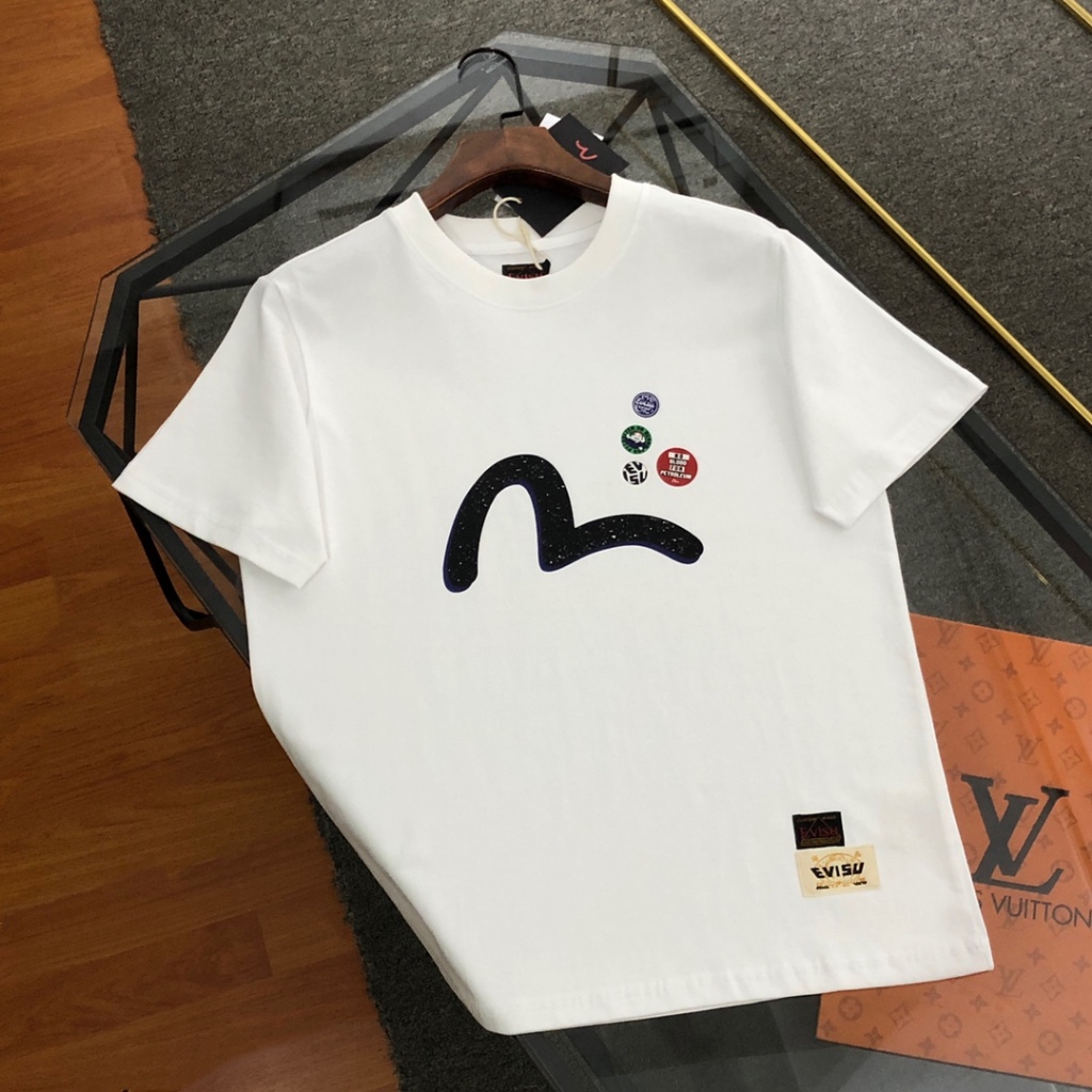 日本 EVISU 福神 2024新款男士徽章海鷗字母 T恤 短袖 男女同款