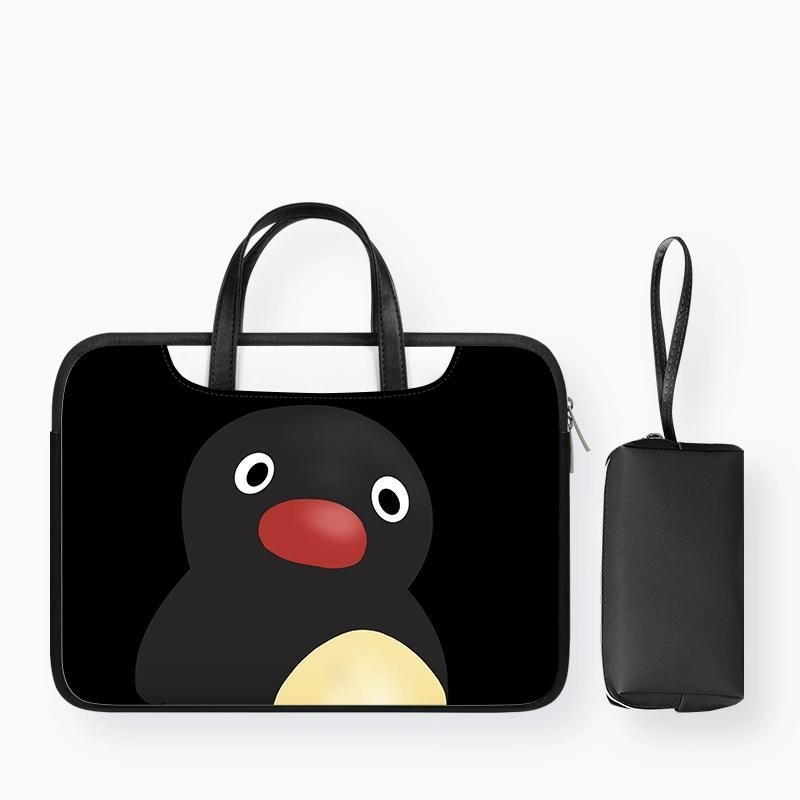 筆電包 電腦手提包 可愛企鵝插畫筆電包2024新款14寸蘋果macbook聯想小新電腦收納保護袋絨毛加厚筆電包ipad防