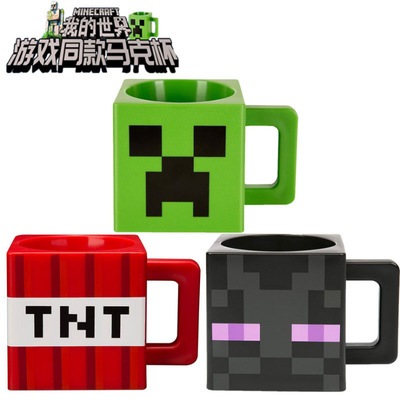 【Pretty】Minecraft Creeper Face Square Plastic Mug 咖啡杯飲料杯遊戲玩具