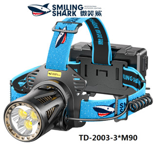 微笑鯊正品 TD2003 15000LM 頭燈 M90*3 強光爆亮 定焦千米遠射感應頭燈 usb充電 戶外照明