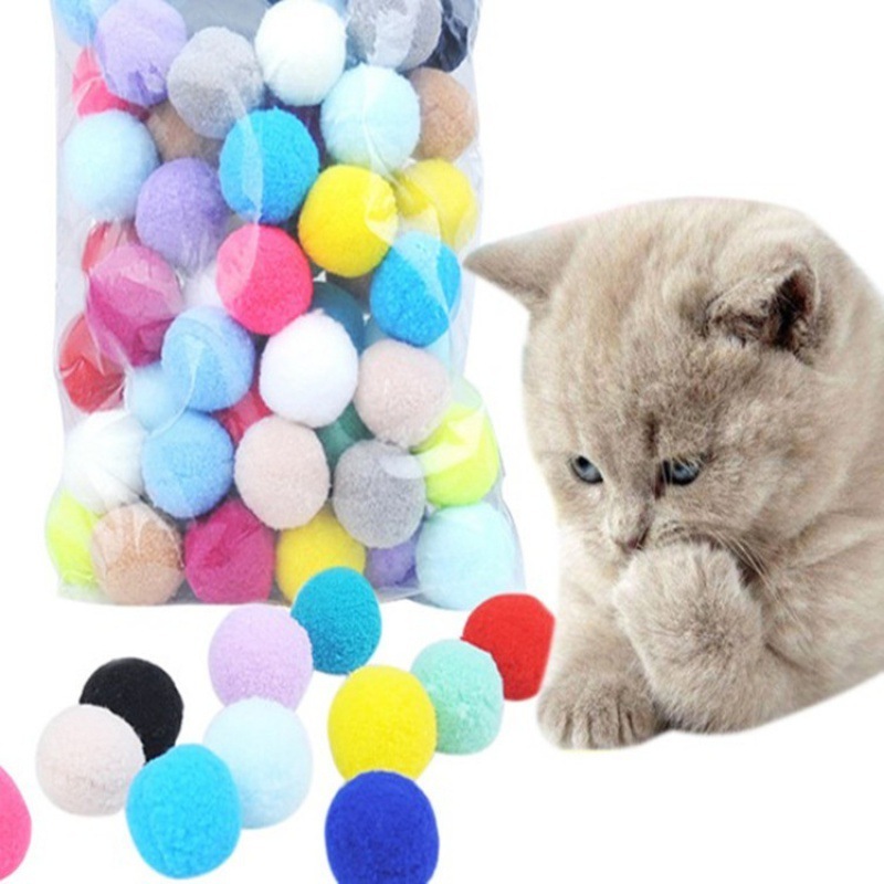 貓玩具七彩啃咬幼貓磨牙毛絨球靜音彈力小球貓咪互動寵物玩具球