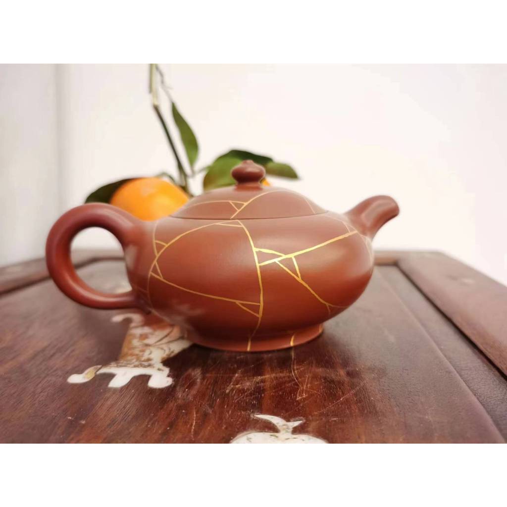 紫砂壺原礦大紅袍描金沖茶佳品