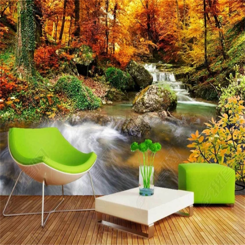 定制3d壁紙現代瀑布自然風光風景照片牆壁畫客廳電視沙發臥室牆壁裝飾