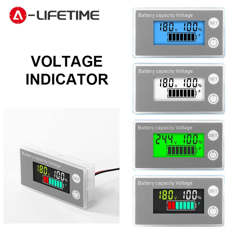 6133a電池容量指示器dc8-100v液晶數字電錶鋰lifepo4鉛酸電池12v 24V 48V 72V電壓表