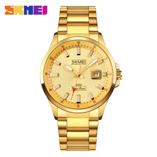 SKMEI 時刻美 時尚男士手錶不銹鋼錶帶防水優雅模擬石英手錶 Reloj Hombre 1654