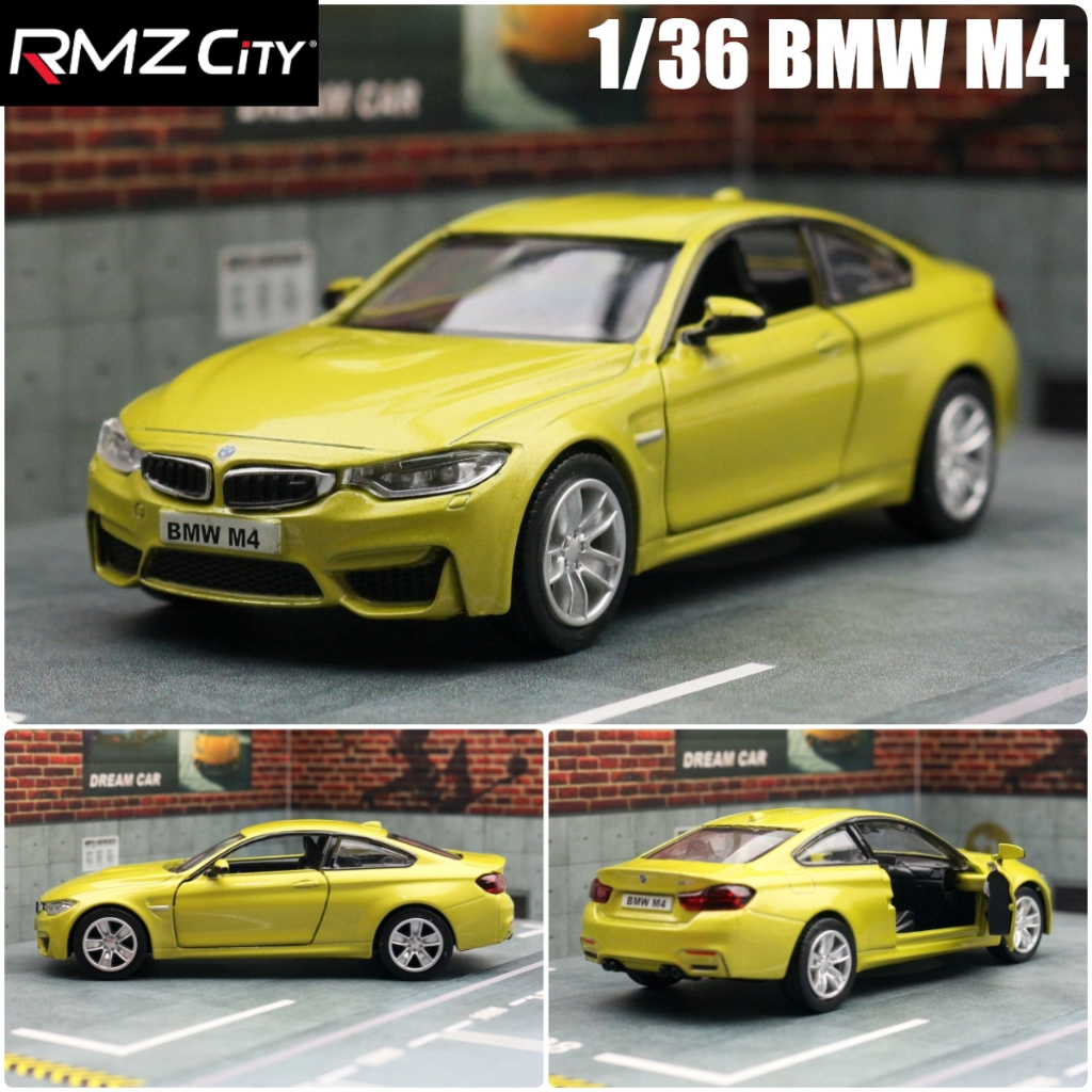 裕豐RMZ CiTY 1:36 BMW M4 Mpower 回力玩具車 兩開門 授權合金仿真汽車模型 蛋糕模型裝飾品擺件