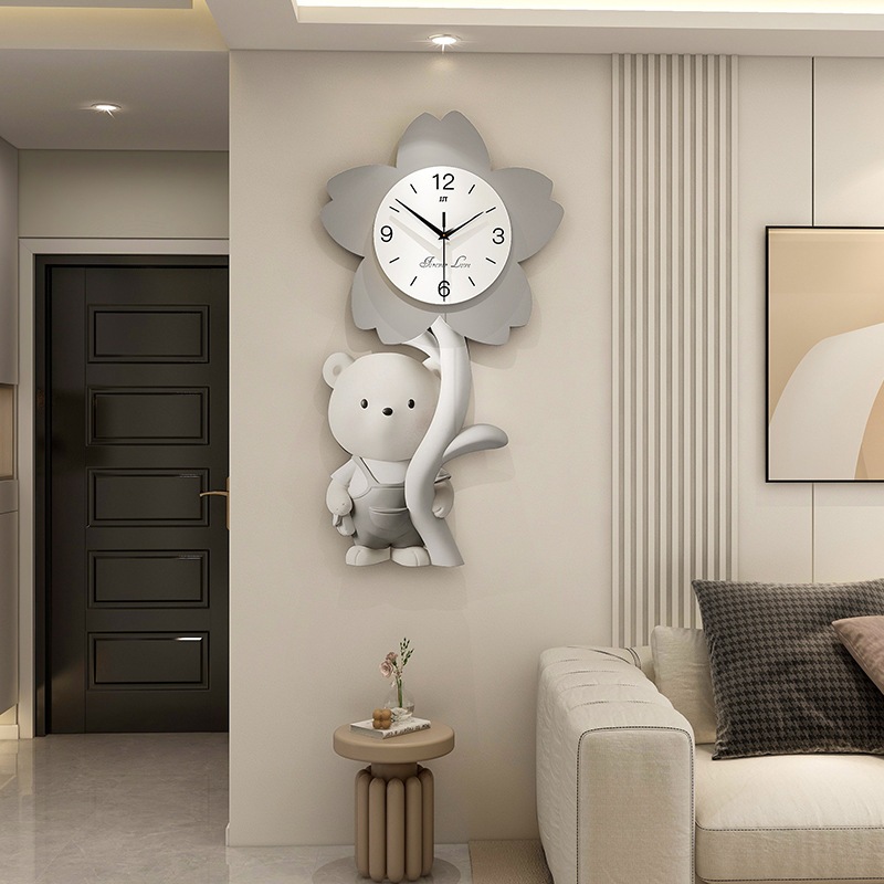 【吉時玖玖】卡通動漫造型掛鐘 可愛小熊時鐘  北歐簡約鐘錶 數字時鐘 兒童壁掛鐘表 卡通熊 暴力熊 兒童房 臥室 客廳