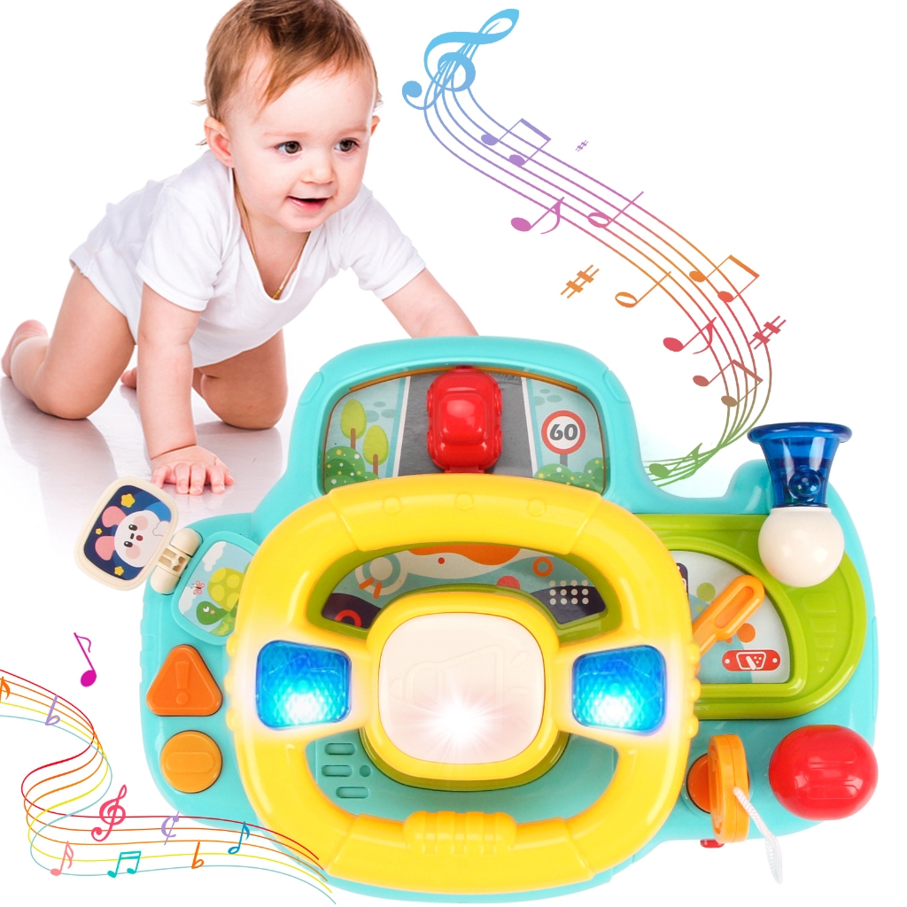 汽車方向盤玩具 模擬駕駛 兒童仿真方向盤 益智聲光玩具 早教啟蒙卡通方向盤遊戲禮物