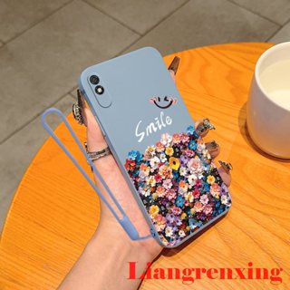 XIAOMI 外殼 redmi 9a 小米紅米 9 手機殼軟殼液態矽膠保護套光滑防震保險槓套新設計卡通微笑 YTXSH0