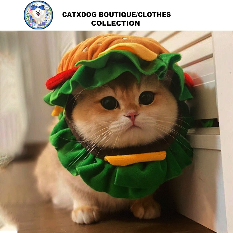 可愛的漢堡寵物帽子 麥當勞狗狗頭飾 溫暖舒適的貓咪帽子