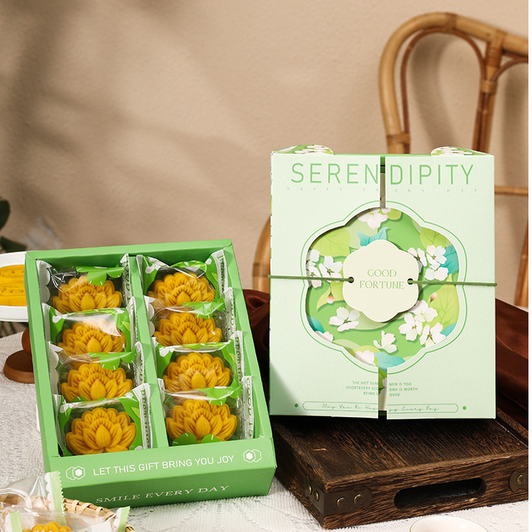 【現貨】【綠豆糕包裝】8粒裝 綠豆糕 包裝盒 創意翻蓋 手提禮品盒 烘焙 古早糕點 綠豆冰糕 盒子