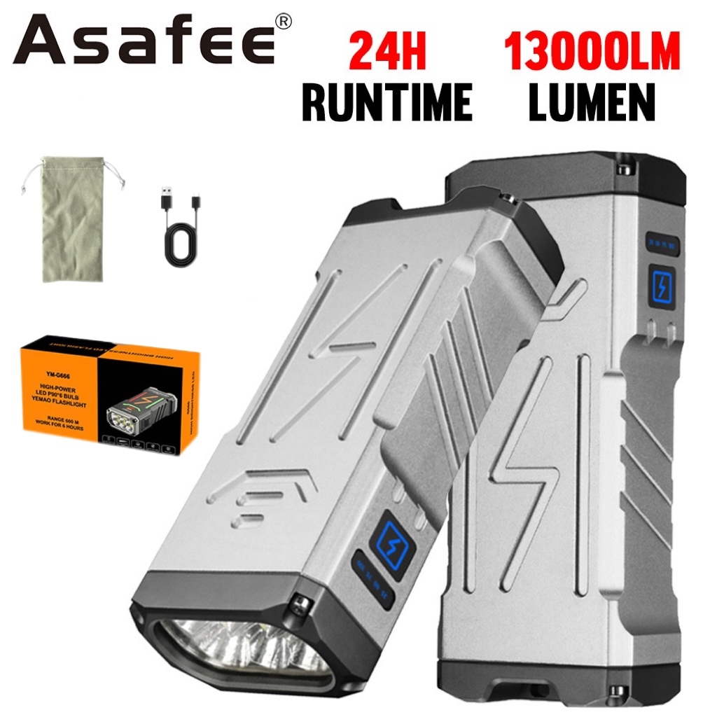 Asafee G666 EDC 手電筒 6*P50 LED 燈便攜式內置 2*21700 電池可充電鑰匙扣手電筒超亮 5