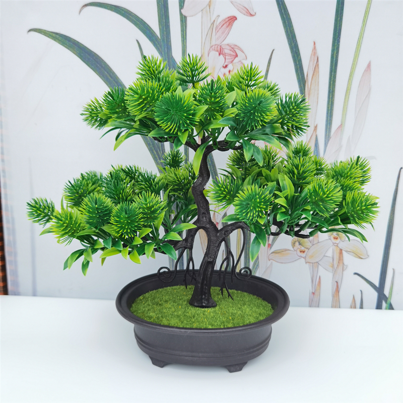 仿真迎客松盆景人造塑膠迎客松盆栽客廳桌面松樹裝飾擺件仿真植物