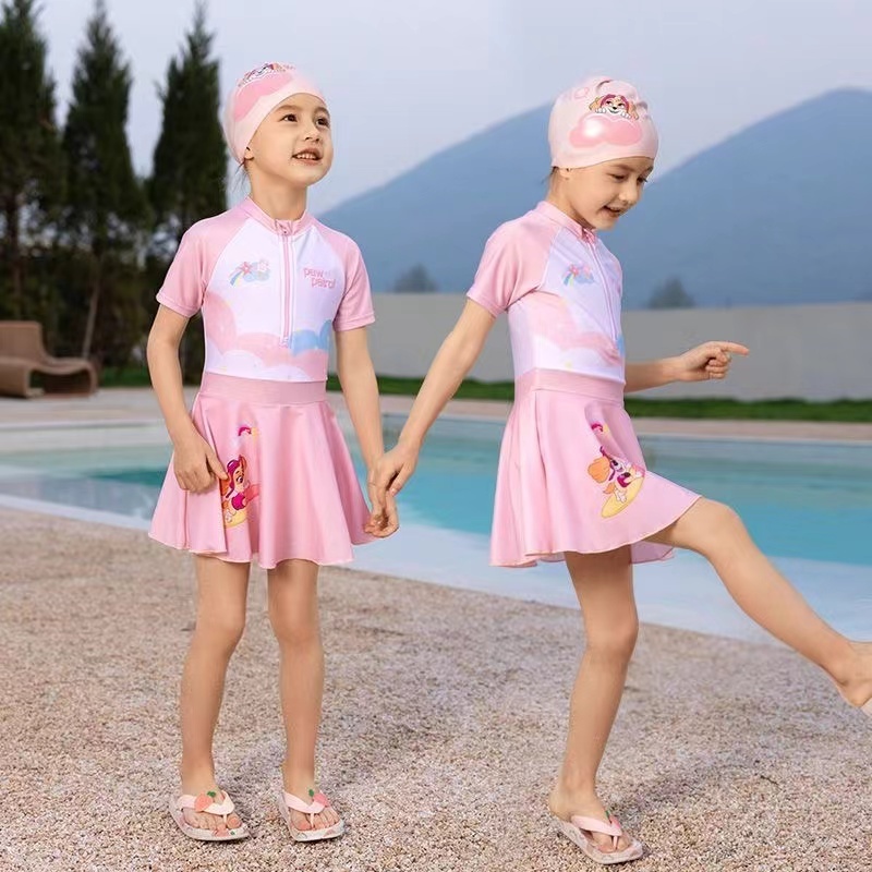 Paw Patrol女童連身泳衣2024新款兒童泳衣女孩洋氣小公主女寶寶泳裙