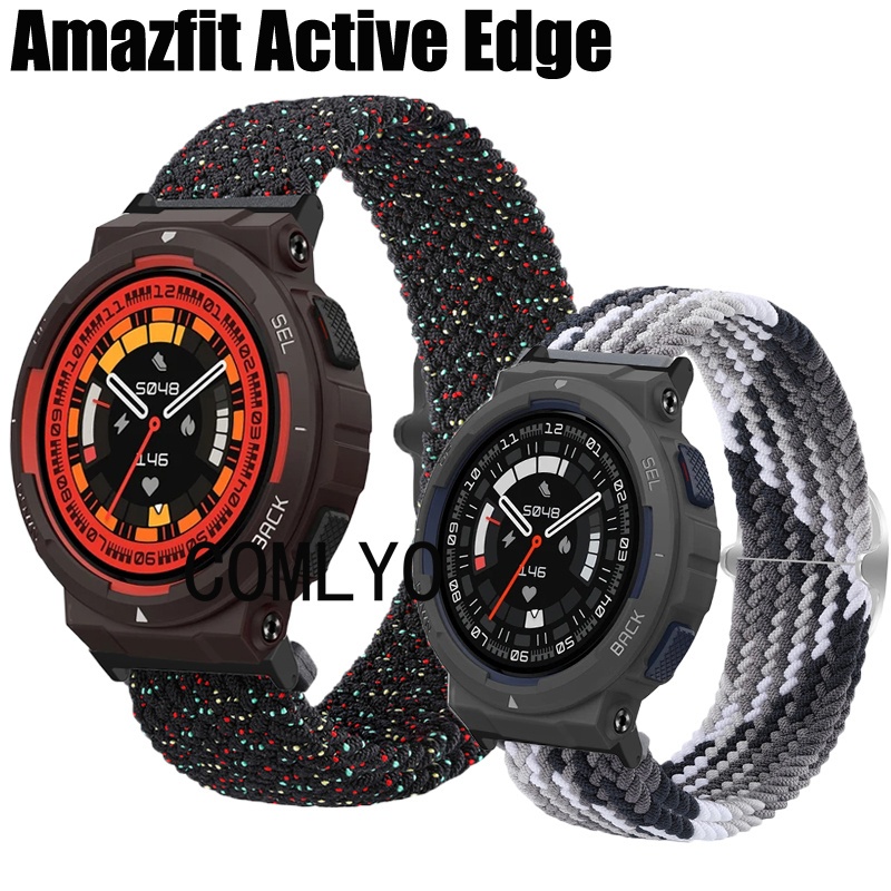 適用於 Amazfit Active EDGE 錶帶尼龍柔軟透氣可調節智能手錶彈性腕帶