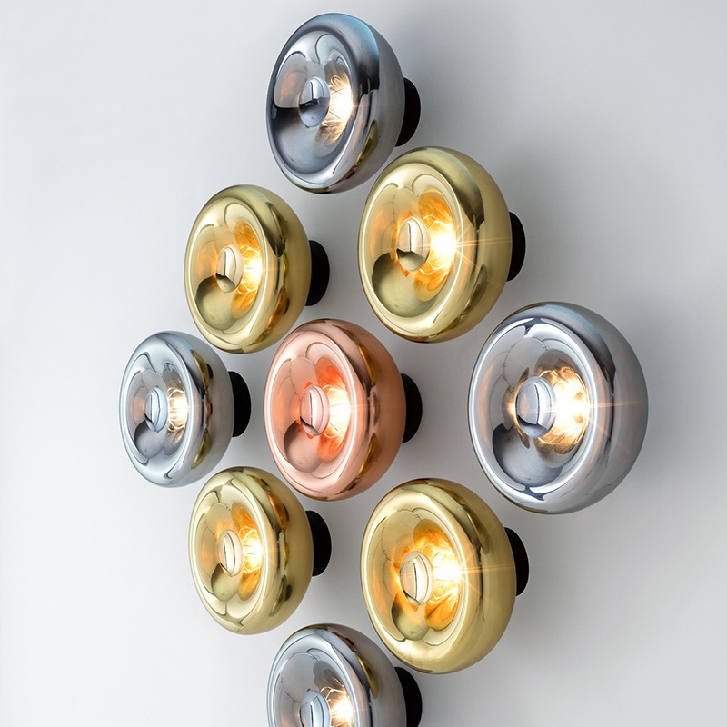 北歐壁燈玻璃 E27 LED 壁燈現代圓形壁燈室內照明房間裝飾臥室客廳床頭燈
