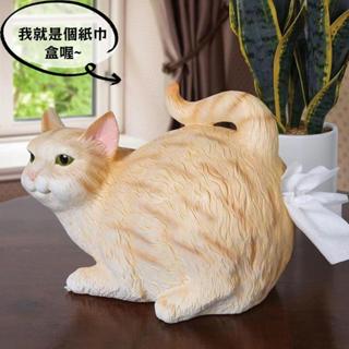 新品What On Earth 貓紙巾架桌面擺件 家居辦公室裝飾品禮物 貓造型面紙盒 創意紙巾收納 面紙套 模擬貓咪玩偶