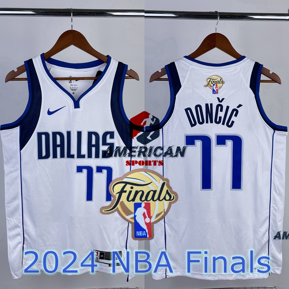 男式NBA Jersey 2024 總決賽達拉斯小牛隊卢卡东契奇Mavericks Luka Doncic 白籃球球衣
