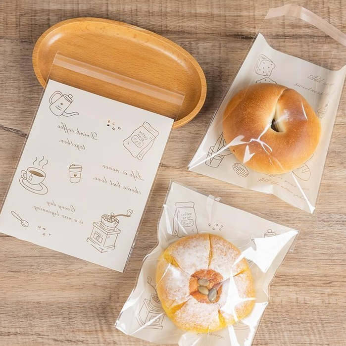 【現貨】【吐司包裝】麵包包裝袋 自封粘貝果 吐司甜甜圈 餅乾袋子 烘焙透明打包 分裝小單獨
