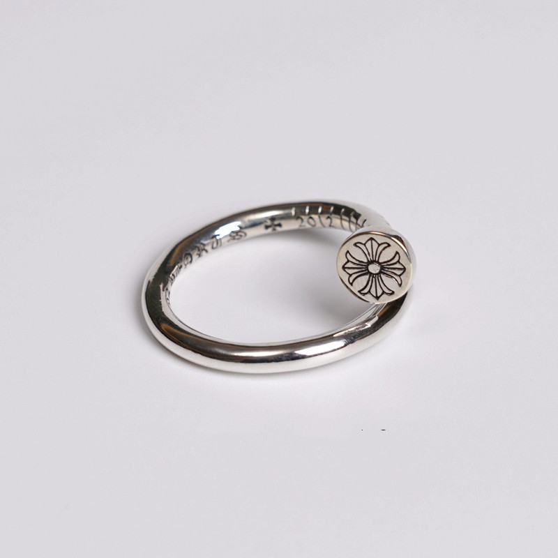 Chrome Hearts 克羅心CH 平頭釘子戒指 可調整釘子十字花情侶戒指