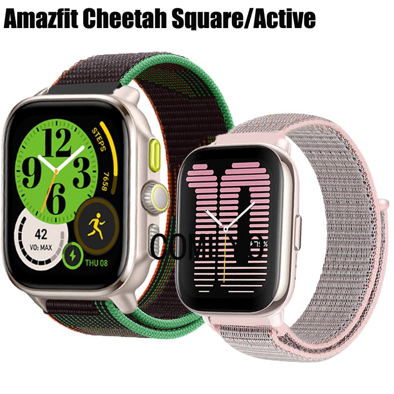 適用於 Amazfit Active Cheetah Square 智能手錶錶帶尼龍環女士男士柔軟運動錶帶