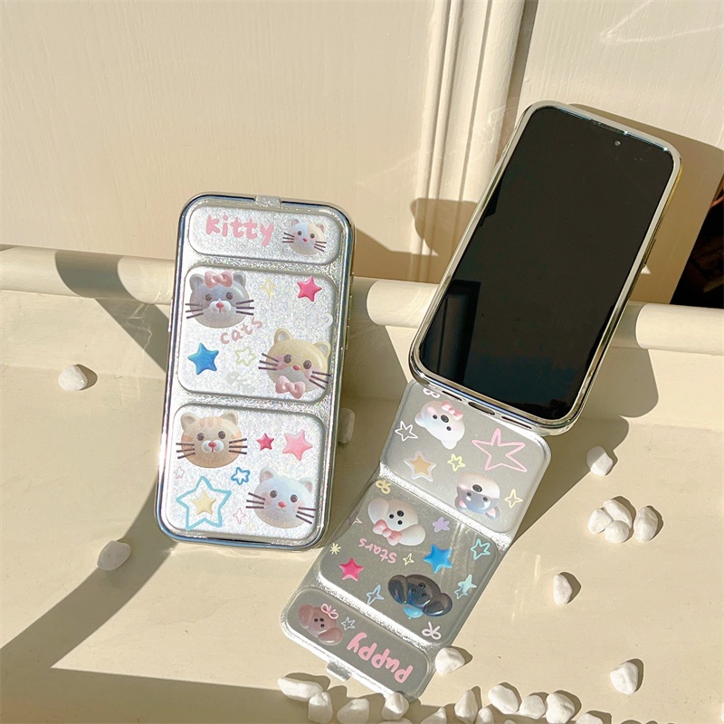 蘋果手機殼 翻蓋磁吸折疊支架卡通小狗手機套 適用於 iPhone 14 Promax 13 Promax 15 12皮套