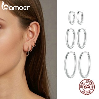 Bamoer 925 純銀圈形耳環女士簡約珠寶禮品