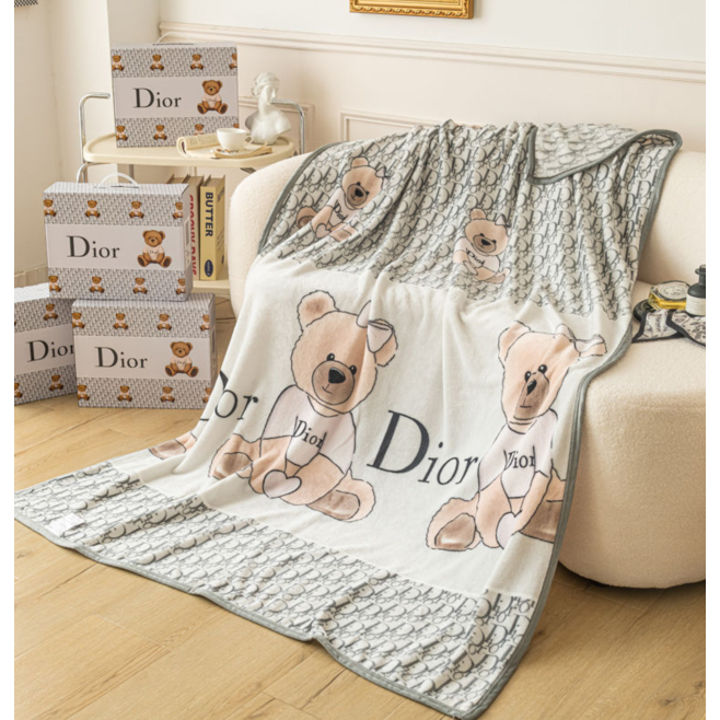 【150*200cm】潮流寢具 歐美風Diorr卡通印花空調被 居家臥室絨毛毯子 柔軟舒適被單