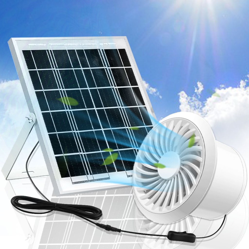 6W 8W太陽能電池板+4/6英寸 高速排氣通風扇，IP67級防水性能，帶有防迴流設計，用於室內、室外和工業等環境排風通