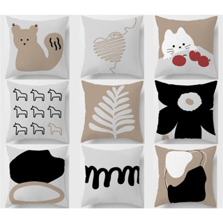 卡其色幾何小貓枕套棉 70x70.60x60.50x50.45x45.40x40。抽象裝飾傢居沙發床上用品靠墊套。加厚軟