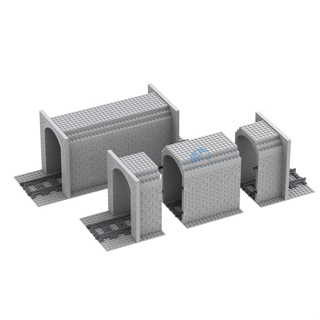 火車軌道隧道建築玩具套裝,洞穴牆磚積木與樂高積木兼容,moc 交通軌道玩具