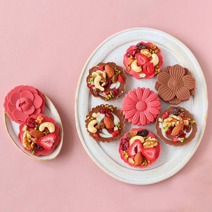 母親節花卉圖案矽膠餅乾模具情人節巧克力餅乾模具蛋糕卡片裝飾烘焙工具廚具