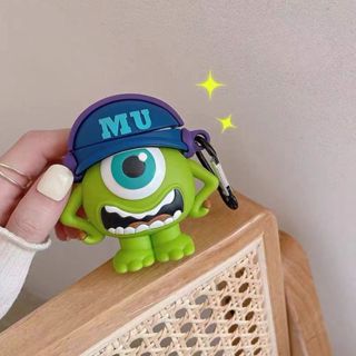3d 卡通怪獸大眼麥克軟矽膠保護殼,防震保護套,相容 Apple AirPods 1 2 Pro 3 Pro2 4(新)