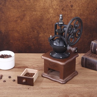 咖啡豆研磨機老式古董木製手磨機咖啡研磨機滾輪