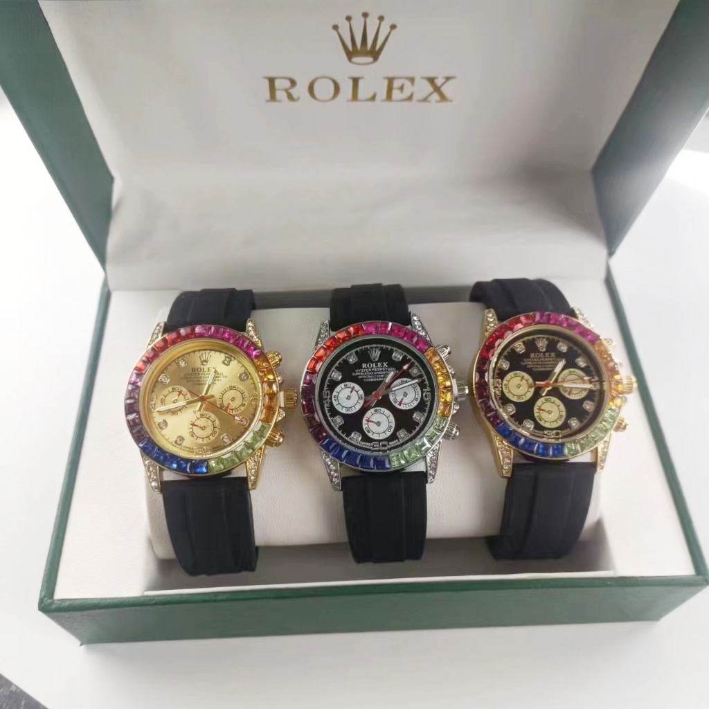ROLEX 宇宙計型迪通拿系列 彩虹迪 石英機芯男表 瑞表 40mm 矽膠錶帶