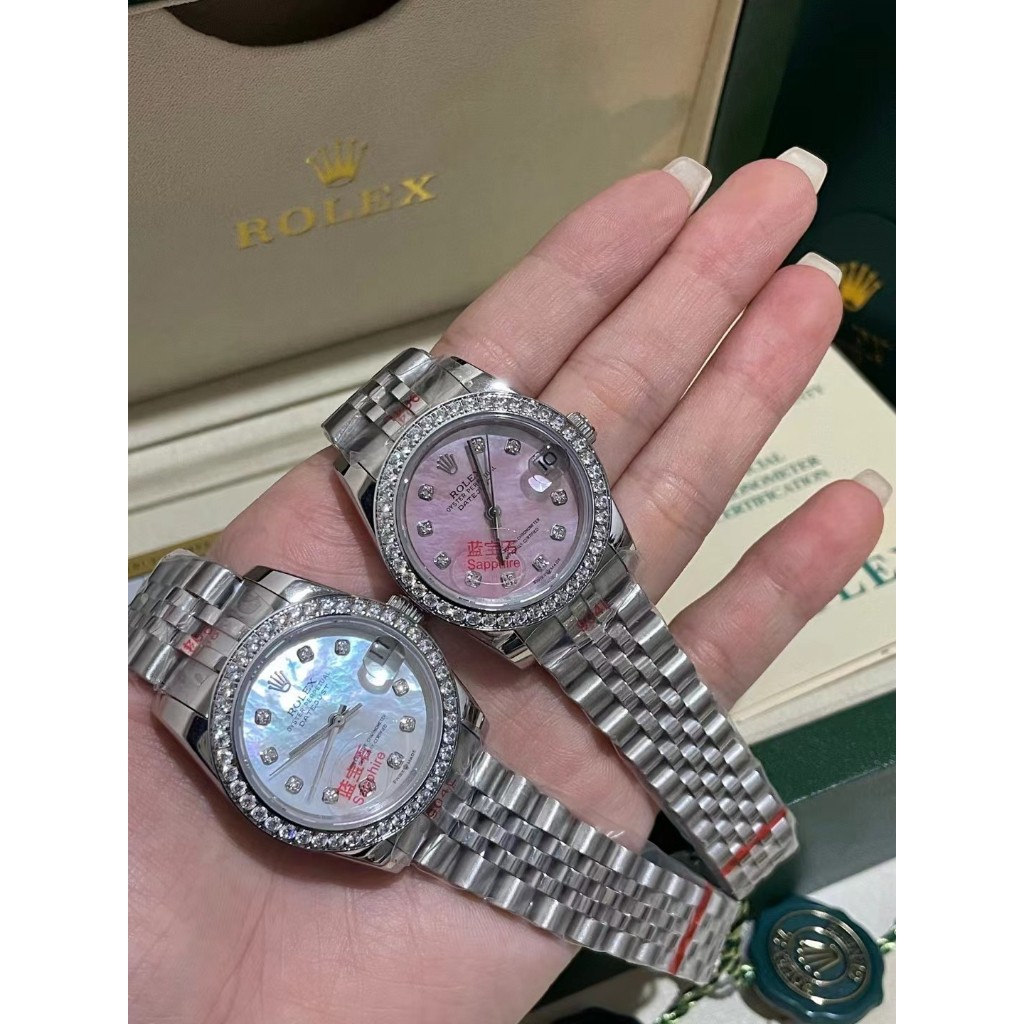 ROLEX日誌型系列 自動機械機芯 日期顯示 鑲鑽錶盤 女表 瑞表 31mm蠔式鋼錶殼錶帶