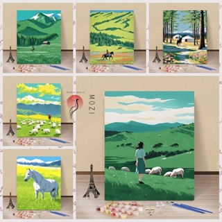 MOZI ✨30*40cm/40*50cm 阿勒泰數字油畫diy風景畫數字畫填充畫治癒系ins手工填色畫高顏值