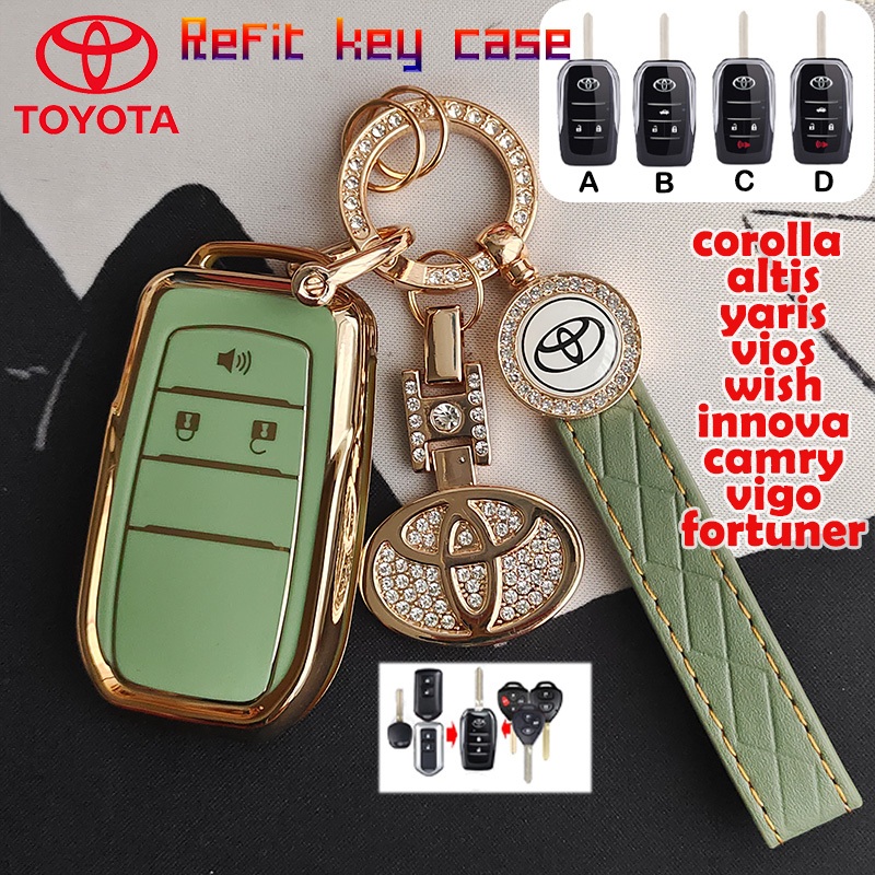 通用汽車鑰匙包 2/3/4 按鈕改裝鑰匙適用於豐田 yaris/vios/wish/innova/camry 鑰匙扣