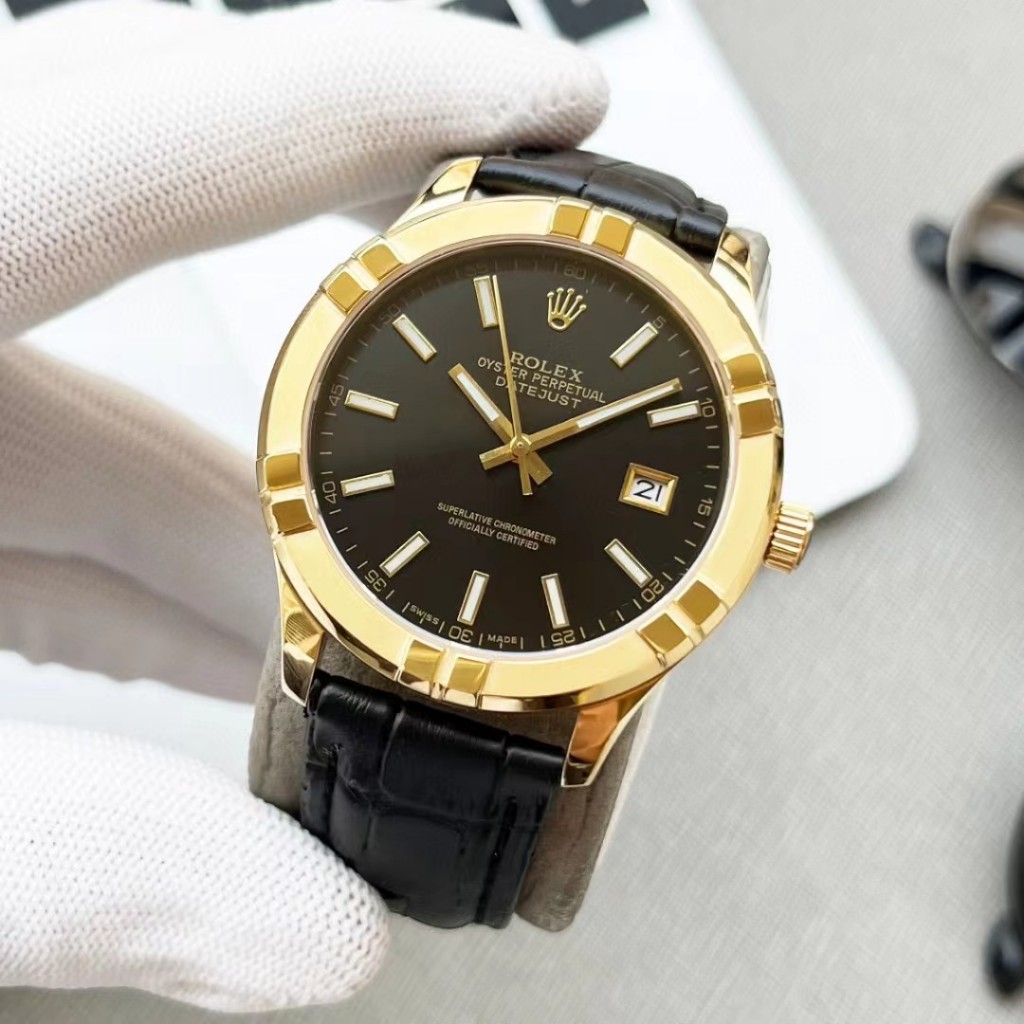 ROLEX日誌型系列 自動機械機芯 男表 瑞表 41mm 蠔式鋼錶殼 真皮錶帶