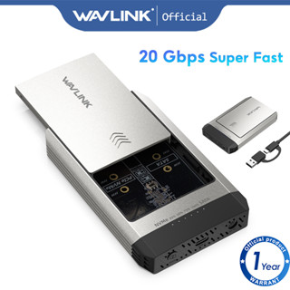 WAVLINK 硬碟外殼 M.2 SSD 雙槽複印機相容 NVMe 一鍵式離線克隆 20Gbps USB 8TB 擴充套件存