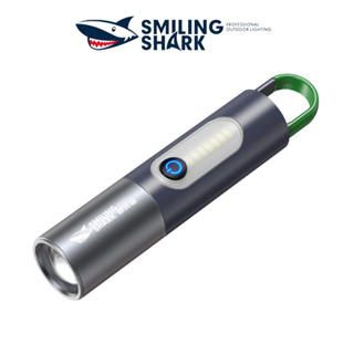 微笑鯊超亮手電筒led M77伸縮手電筒白色COB燈口袋便攜小手電筒USB充電戶外手電筒
