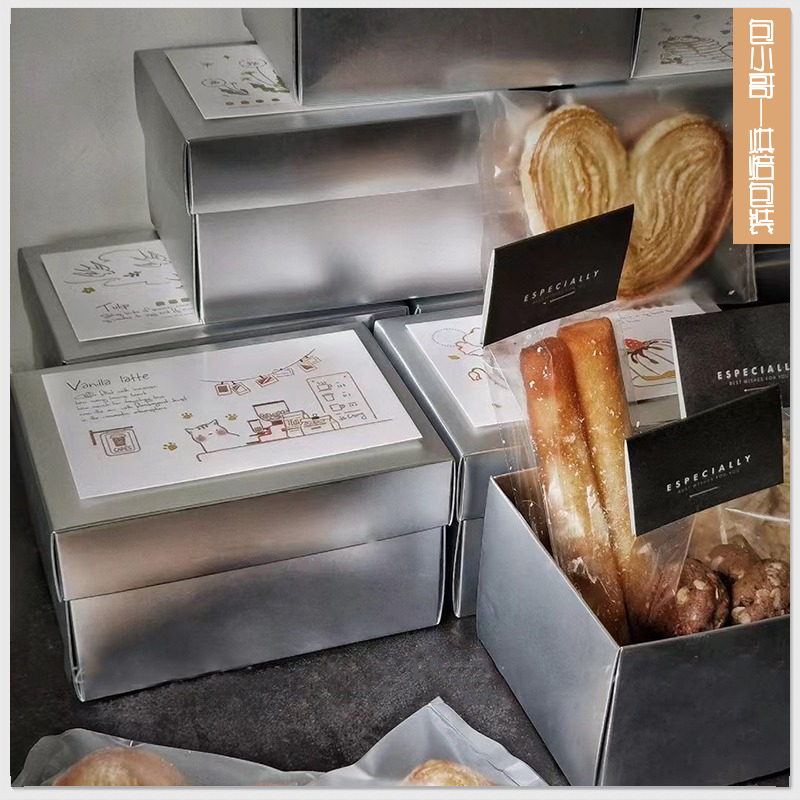 【聖誕新年必備】素銀色霧面禮盒 16*10CM大容量（餅乾/堅果塔/手作甜點） 文青風 企業送禮 烘焙包材