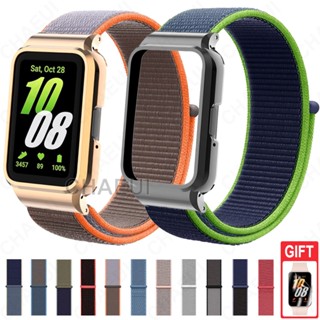 適用於三星 Galaxy Fit3 錶帶 Galaxy Fit 3 尼龍錶帶+錶框 魔術貼錶帶 透氣腕帶 運動腕帶