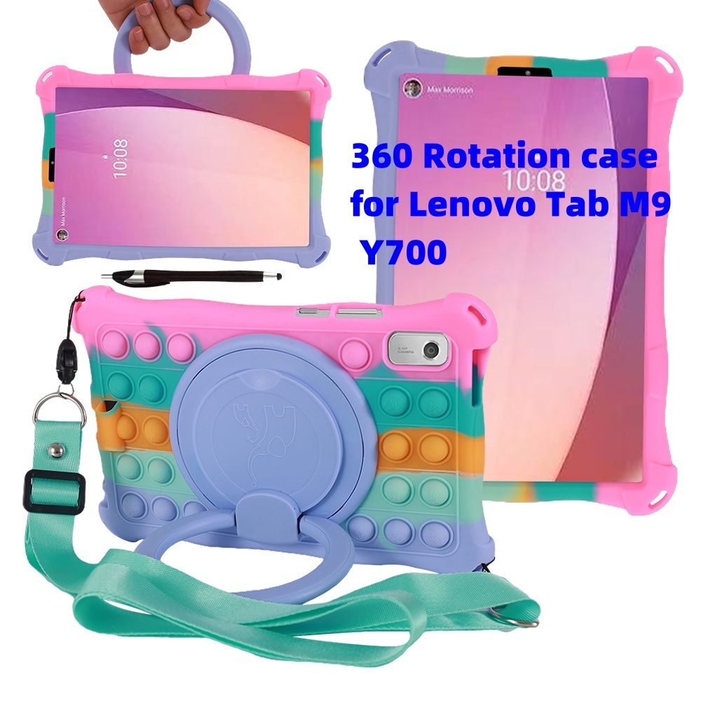 LENOVO 適用於聯想 Tab M9 Y700 8.8 9.0 英寸 310FU 360 旋轉防震軟矽膠兒童安全手托支