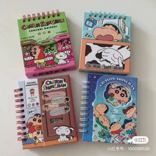 Ohaya丨D440 ins卡通蠟筆小新線圈本 便攜小號 磁吸彩頁本 筆記本 日記本 手賬本 記事本禮物