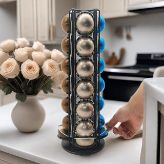 用於 Nespresso Vertuo 豆莢的咖啡膠囊架,咖啡膠囊架旋轉豆莢架可容納 28 個 Nespresso Ve