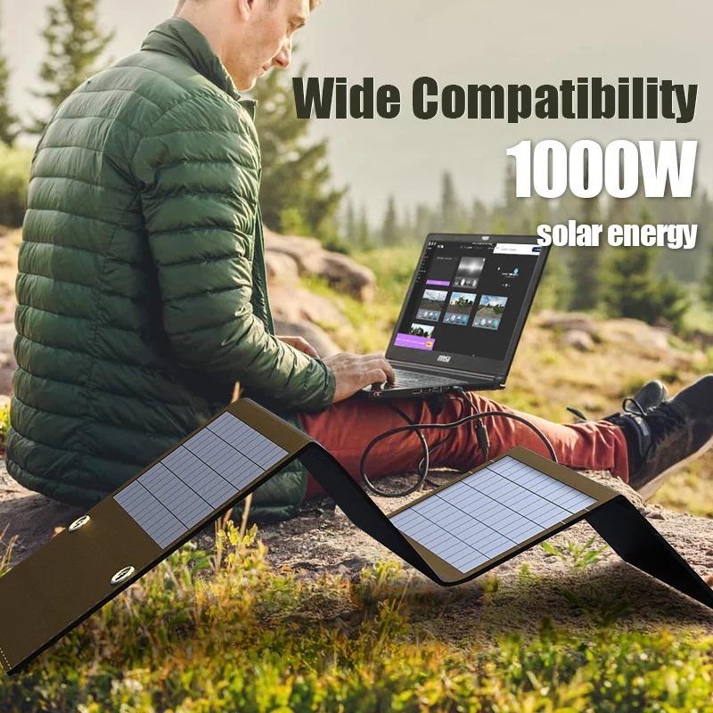 1000w太陽能電池板便攜式折疊袋usb+dc輸出太陽能充電器家用手機發電機戶外電源
